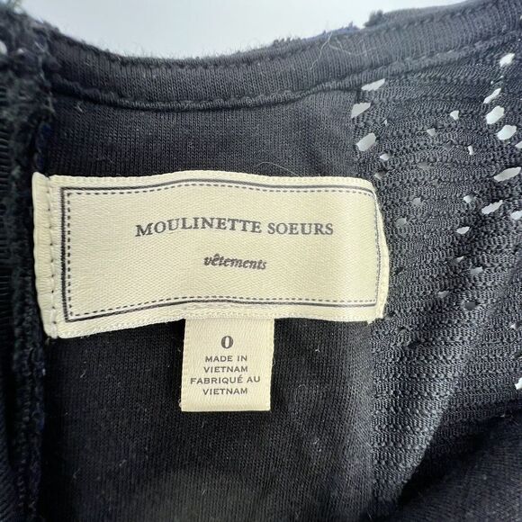 Anthropologie Moulinette Soeurs Larkin Sheath Dress Navy Black Lace Sz 0 - Picture 5 of 6